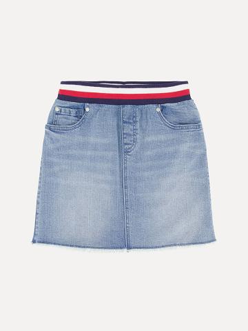 Lány Tommy Hilfiger Big Pull-On Denim Szoknya Kék | HU 1850BEX